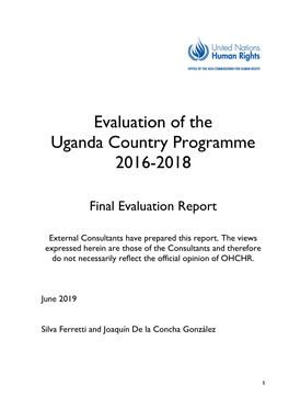 Evaluation of the Uganda Country Programme 2016-2018