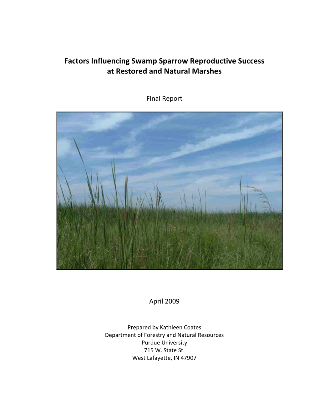 Conservation Insight—Factors Influencing Swamp Sparrow