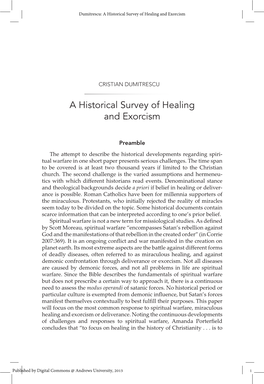 A Historical Survey of Healing and Exorcism