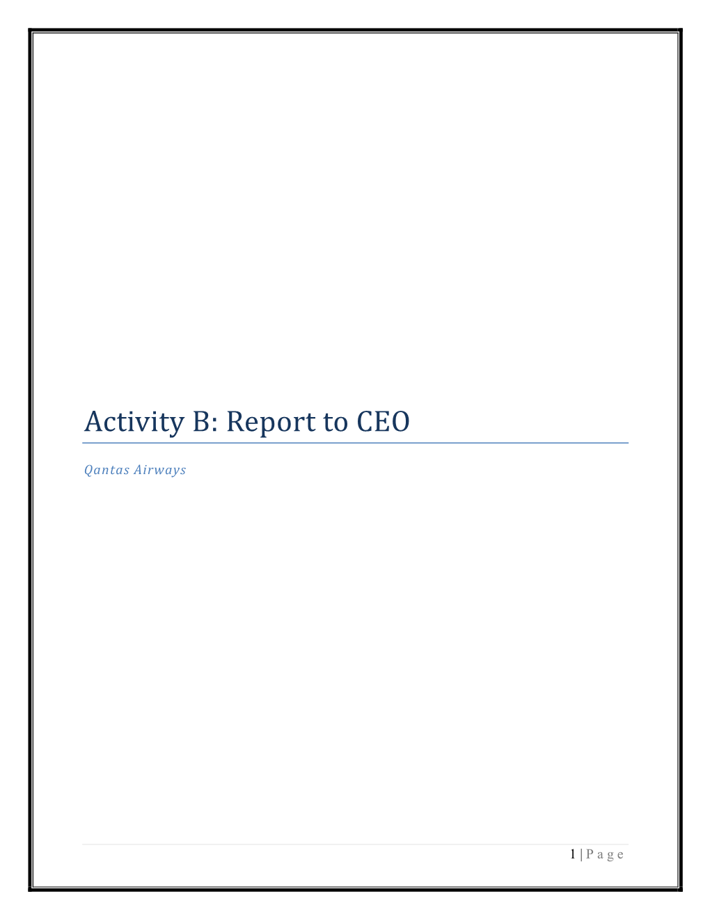 Activity B: Report to CEO