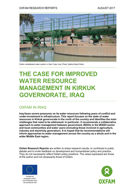 The Case for Improved Water Resource Management in Kirkuk Governorate, Iraq