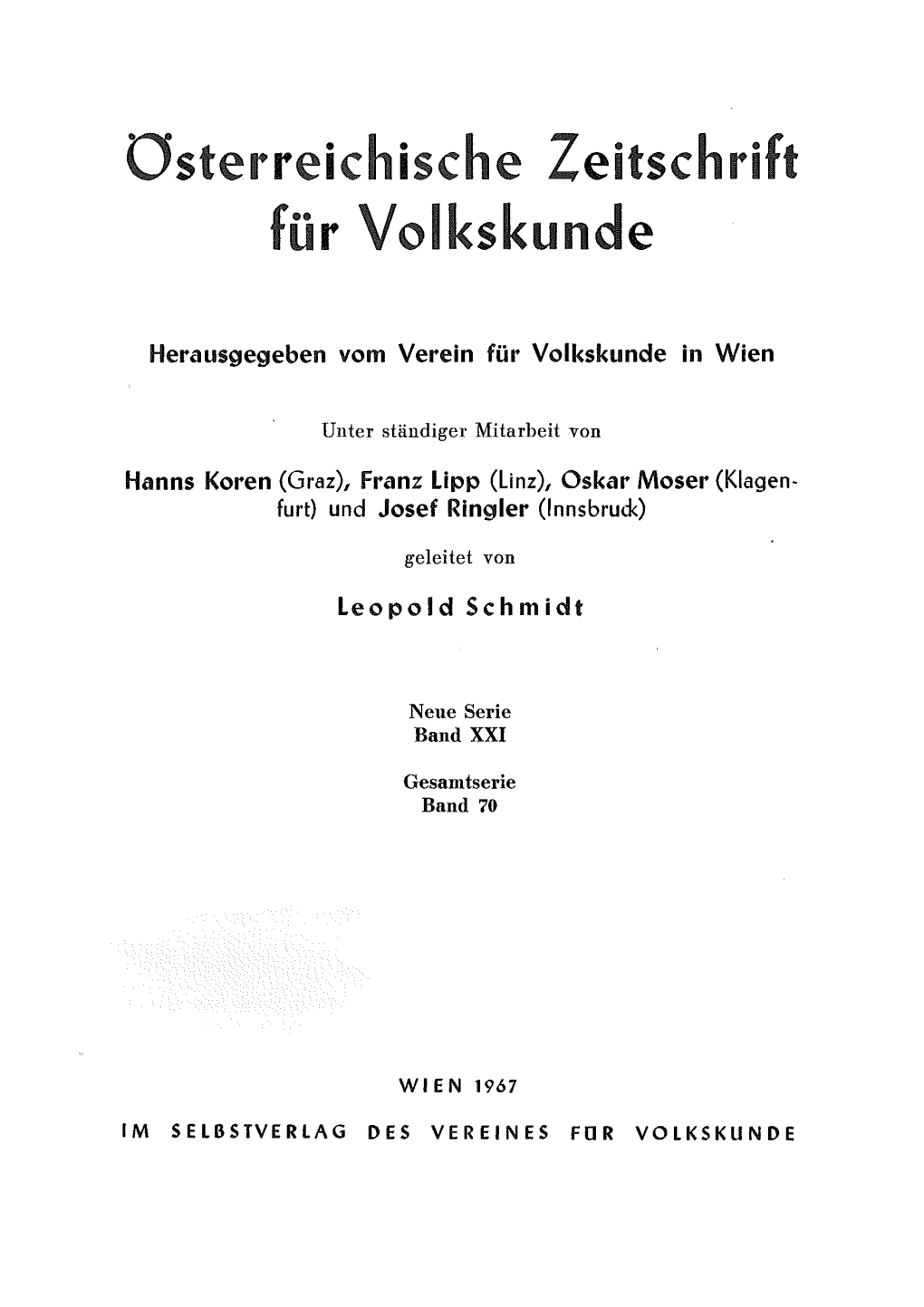 Österreichische Zeitschrift Für Volkskunde