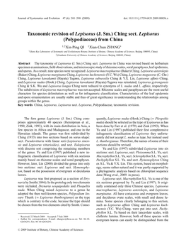 Taxonomic Revision of Lepisorus (J. Sm.) Ching Sect. Lepisorus