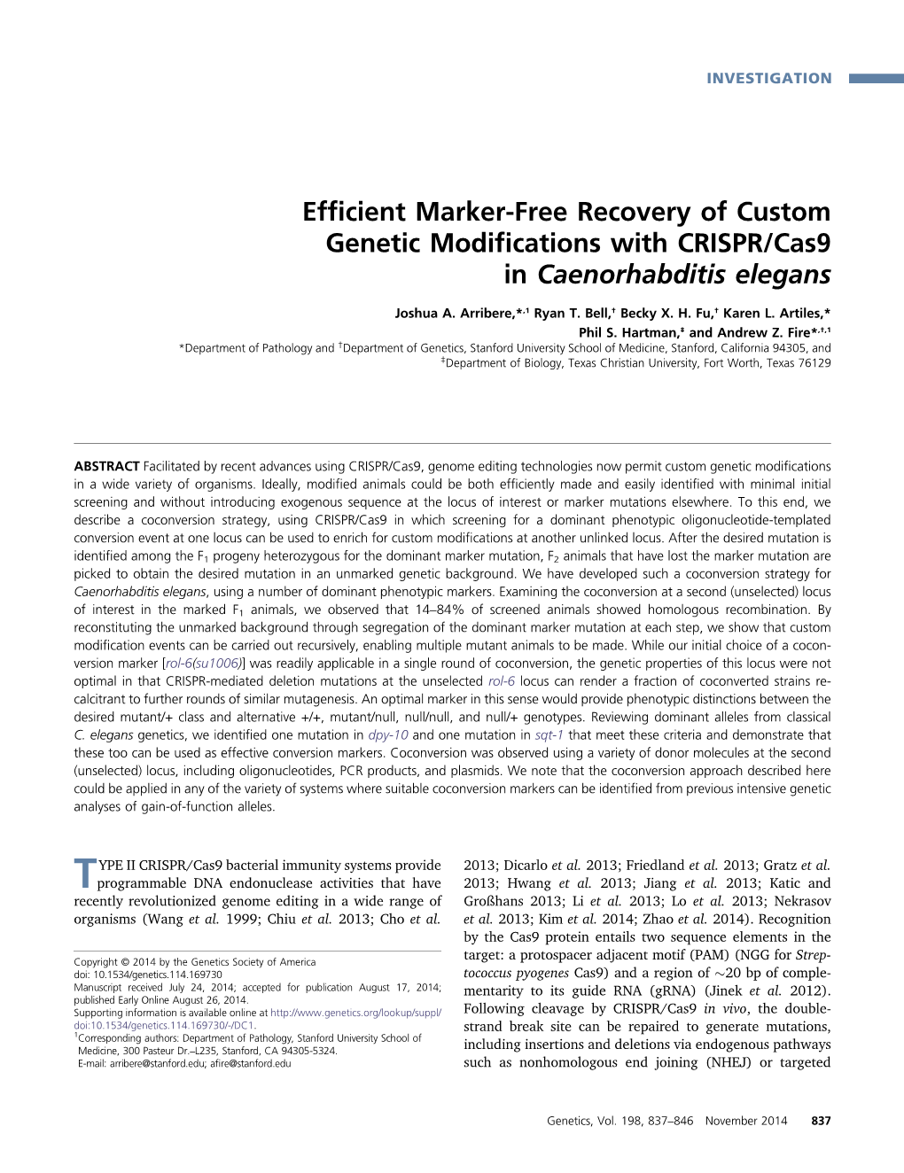Efficient Marker-Free Recovery of Custom Genetic Modifications With