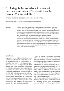 Exploring for Hydrocarbons in a Volcanic Province – a Review of Exploration on the Faroese Continental Shelf