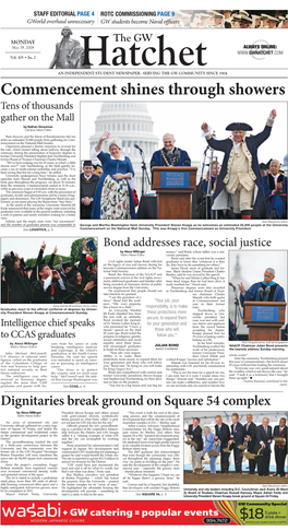 Commencement Shines Through Showers Tens of Thousands Gather on the Mall by Nathan Grossman Campus News Editor