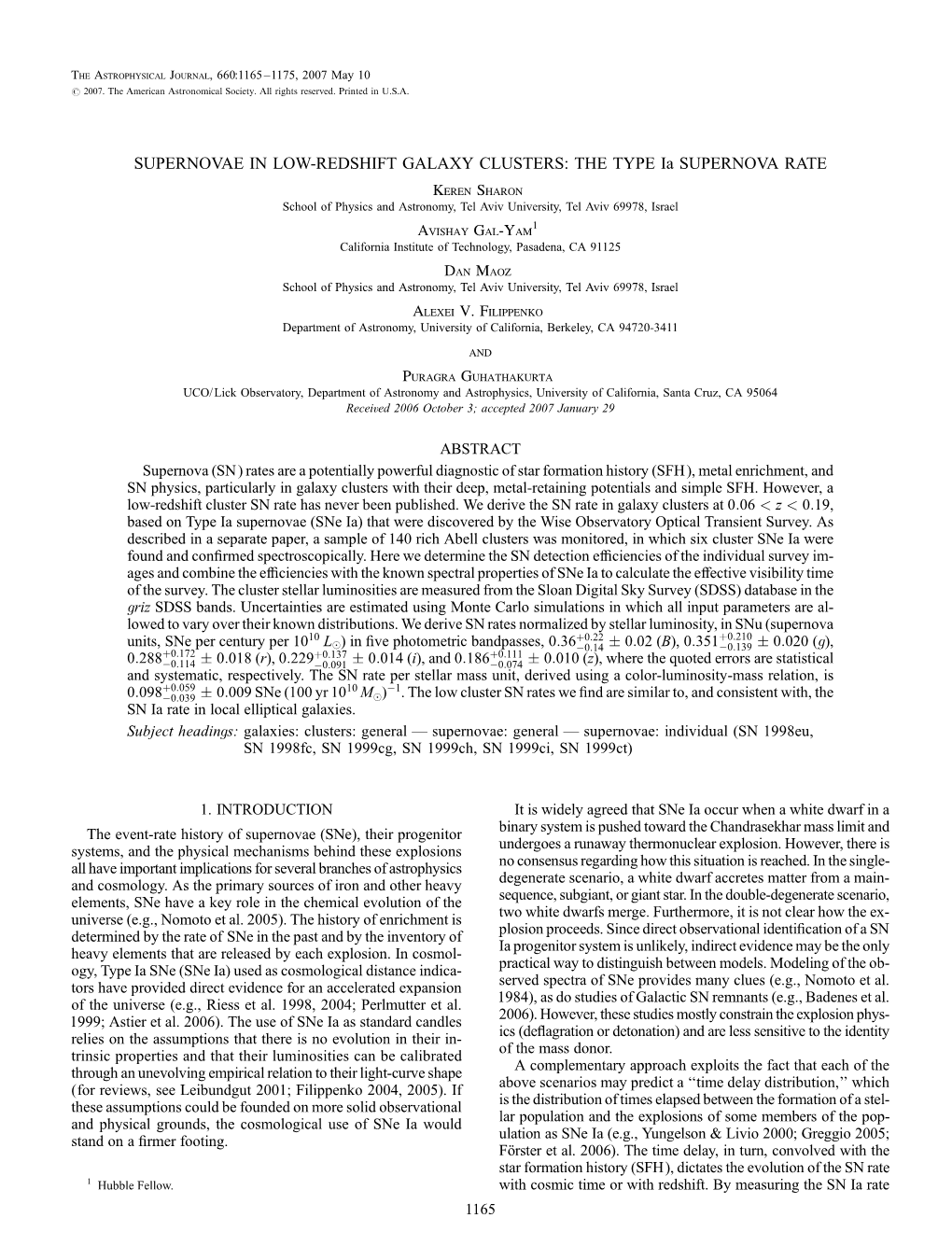 SUPERNOVAE in LOW-REDSHIFT GALAXY CLUSTERS: the TYPE Ia