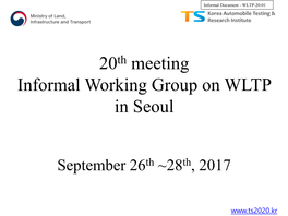 Meeting Informal Working Group on WLTP in Seoul