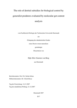 The Role of Detrital Subsidies for Biological Control by Generalist