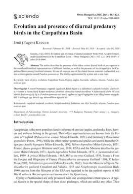 Evolution and Presence of Diurnal Predatory Birds in the Carpathian Basin