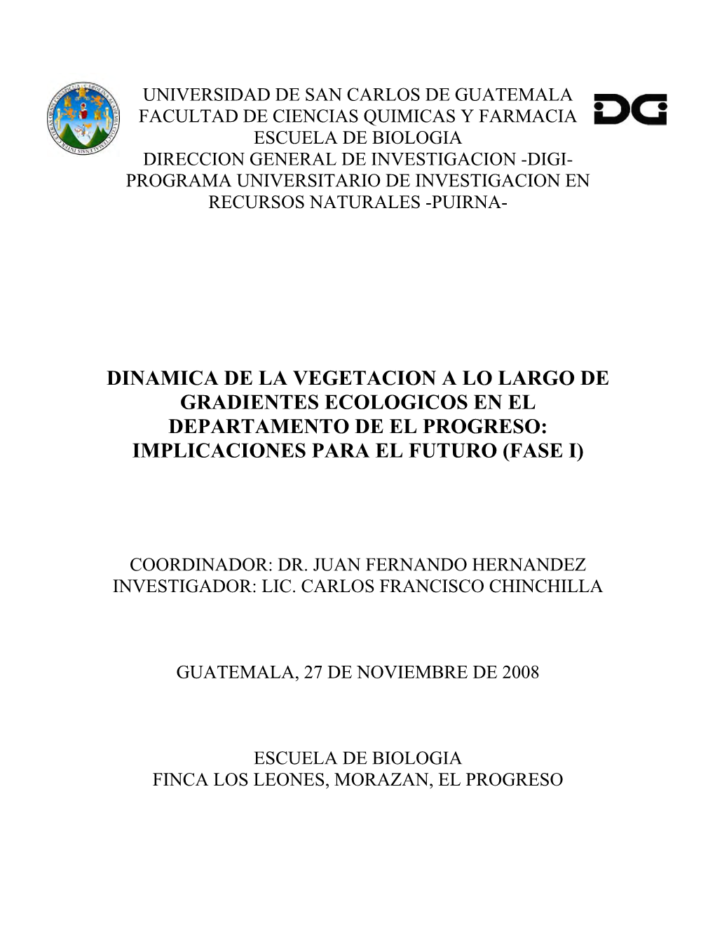 Dinámica De La Vegetación a Lo Largo De Gradientes Ecológicos En El