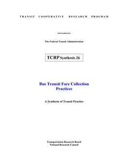 Bus Transit Fare Collection Practices