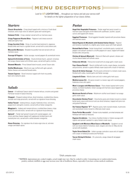 Menu Descriptions Look for (LT) LIGHTER TAKE… Throughout Our Menus and Ask Your Service Staff for Details on the Lighter Preparation of Our Classic Dishes