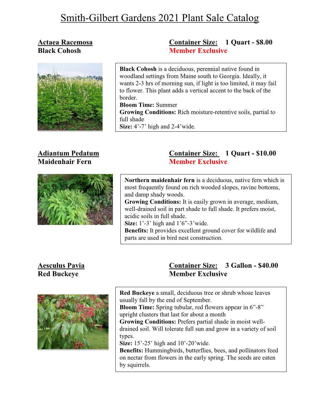 Plant Sale Catalog 2021