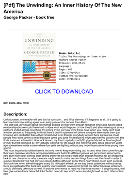 The Unwinding: an Inner History of the New America George Packer - Book Free