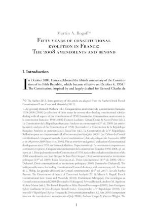 Fifty Years of Constitutional Evolution in France: the 2008 Amendments and Beyond