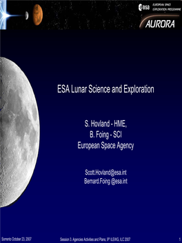ESA Lunar Science and Exploration