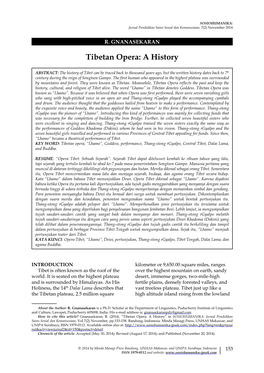 Tibetan Opera: a History