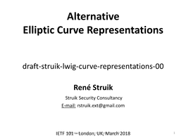 Alternative Elliptic Curve Representations