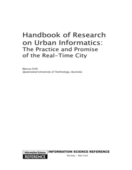 Handbook of Research on Urban Informatics: the Practice and Promise of the Real-Time City