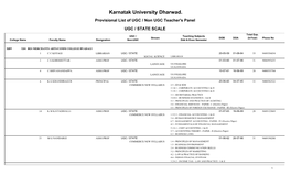Karnatak University Dharwad. Provisional List of UGC / Non UGC Teacher's Panel