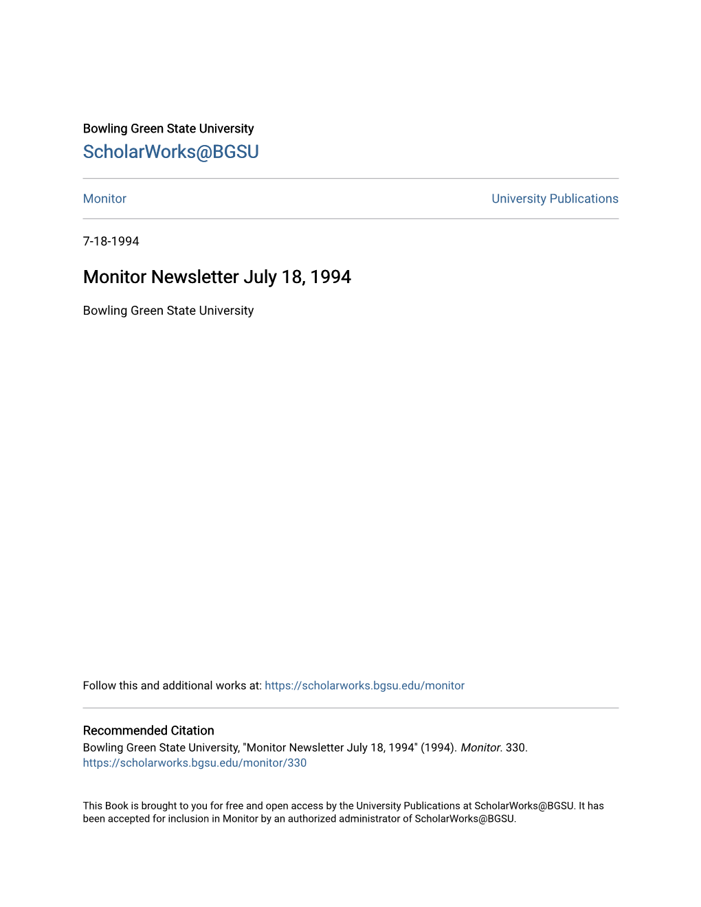 Monitor Newsletter July 18, 1994