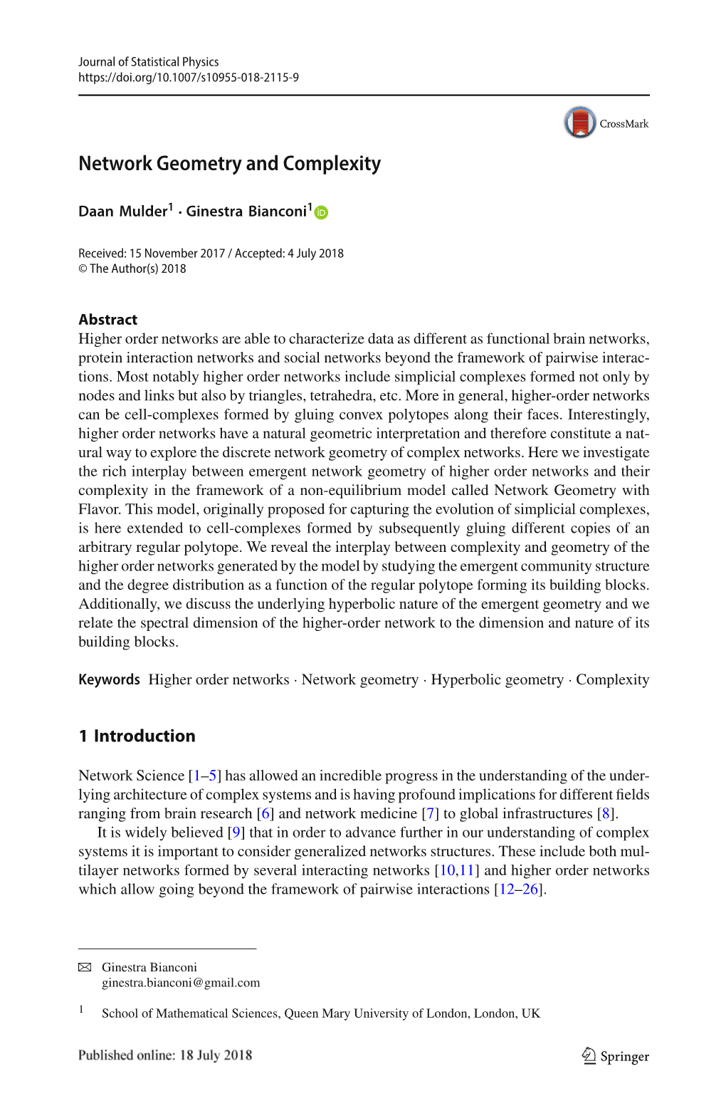 Network Geometry and Complexity