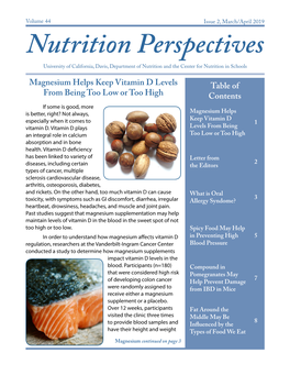 Nutrition Perspectives