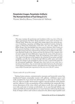 The Nomad Archives of Tuol Sleng (S-21) Vicente Sánchez-Biosca, Universitat De València