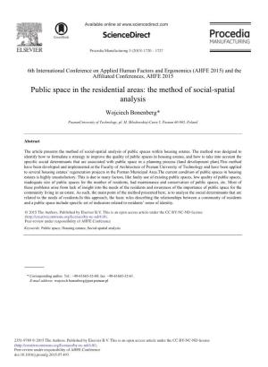 Public Space in the Residential Areas: the Method of Social-Spatial Analysis