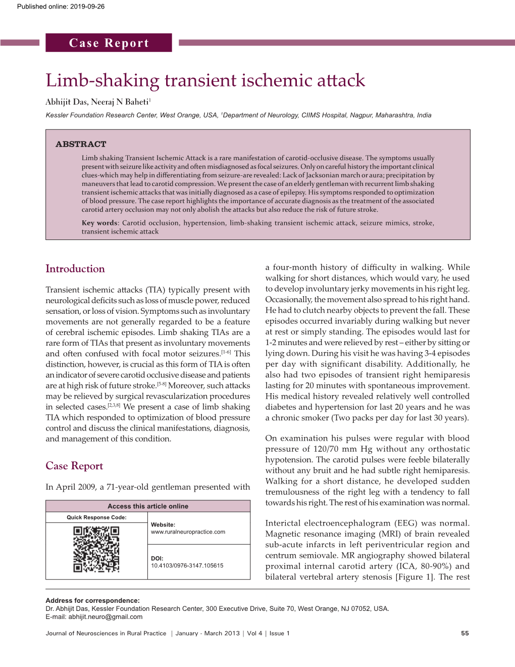 Limb‑Shaking Transient Ischemic Attack