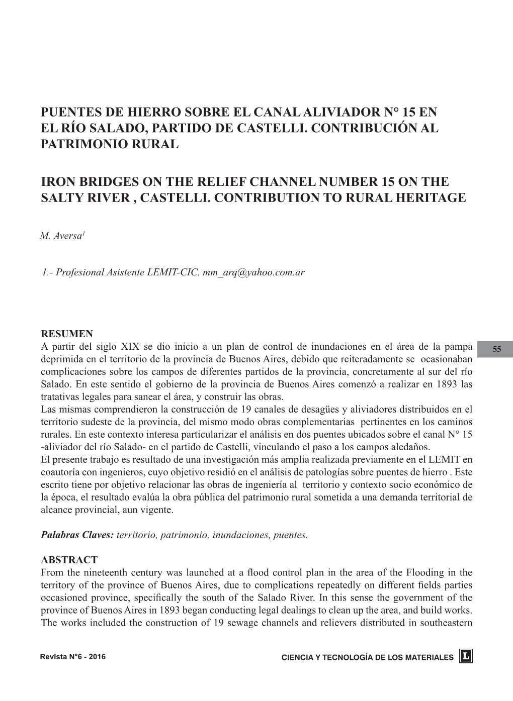 Puentes De Hierro Sobre El Canal Aliviador N° 15 En El Río Salado, Partido De Castelli