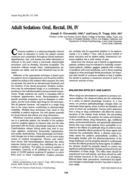 Adult Sedation: Oral, Rectal, IM, IV Joseph A