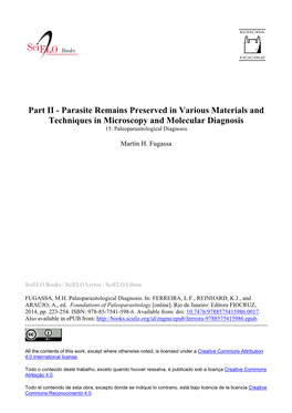Part II - Parasite Remains Preserved in Various Materials and Techniques in Microscopy and Molecular Diagnosis 15