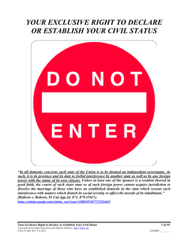 Your Exclusive Right to Declare Or Establish Your Civil Status
