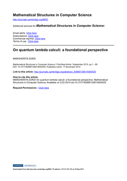 Quantum Lambda Calculi: a Foundational Perspective