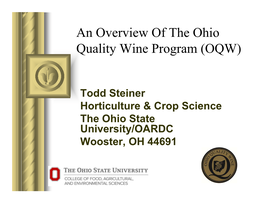 An Overview of the Ohio Quality Wine Program (OQW)