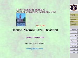 Jordan Normal Form Revisited Home Page Title Page