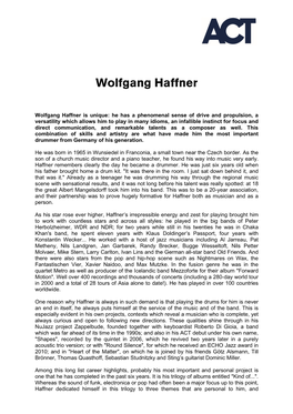 Wolfgang Haffner Is Unique