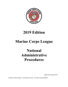 2019 Edition Marine Corps League National Administrative Procedures