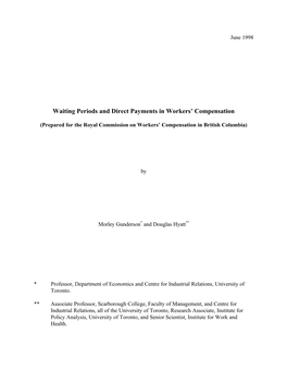 Waiting Periods and Direct Payments in Workers' Compensationances