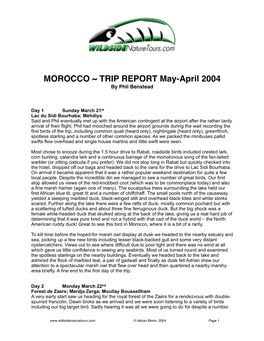TRIP REPORT Morocco 2004