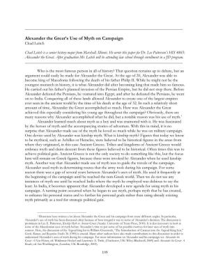 Alexander the Great's Use of Myth on Campaign
