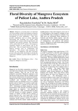 Floral Diversity of Mangrove Ecosystem of Pulicat Lake, Andhra Pradesh