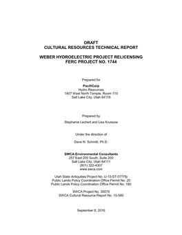 Draft Cultural Resources Technical Report