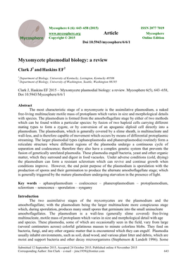 Myxomycete Plasmodial Biology: a Review