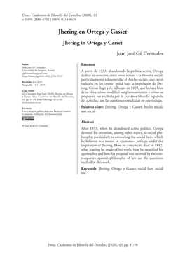 Jhering En Ortega Y Gasset Jhering in Ortega Y Gasset