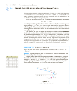 9.1 Plane Curves and Parametric Equations