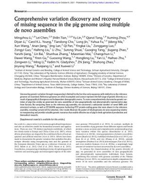 Comprehensive Variation Discovery and Recovery of Missing Sequence in the Pig Genome Using Multiple De Novo Assemblies