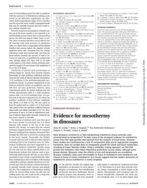 Evidence for Mesothermy in Dinosaurs John M